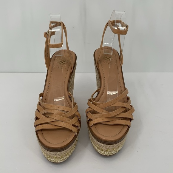 Vince Camuto Parys wedge espadrille sandal shoe strappy ankle strap tan 9 40 - Picture 3 of 6